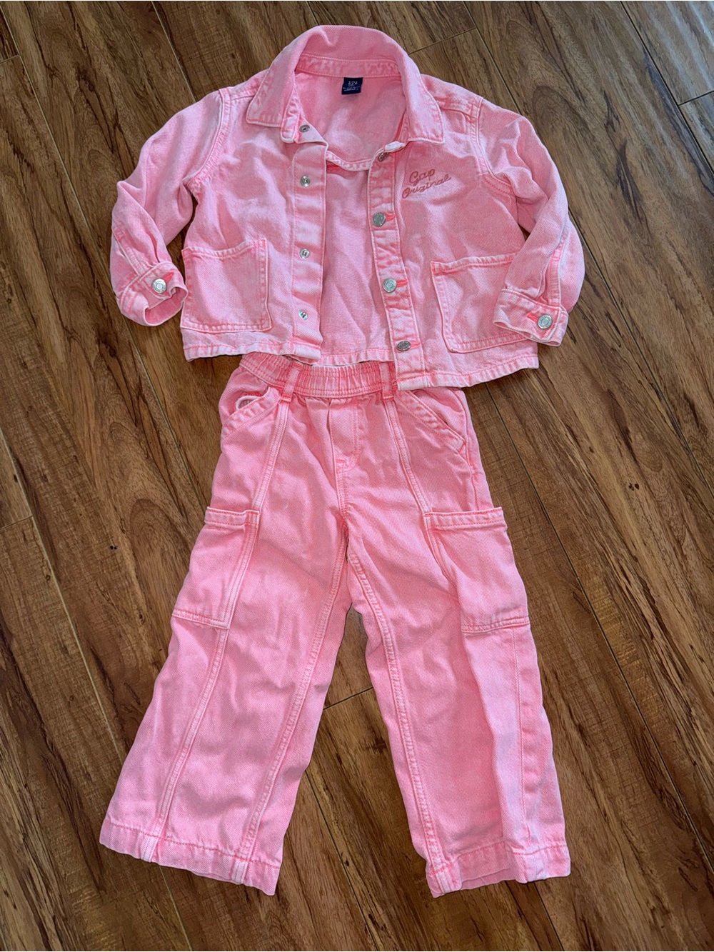 GAP Pink Denim Jacket and Wide-Leg Pants Set